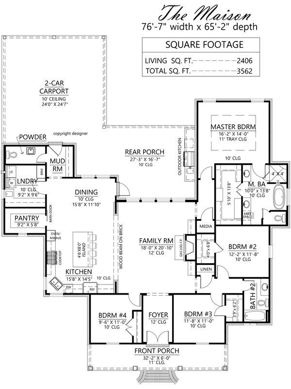 Southern Floor Plan - Main Floor Plan #1074-103