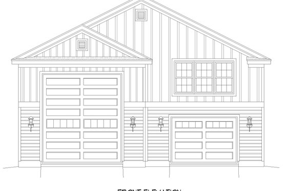 Exterior - Front Elevation 3 for Contemporary House Plan #932-835, 1 bath