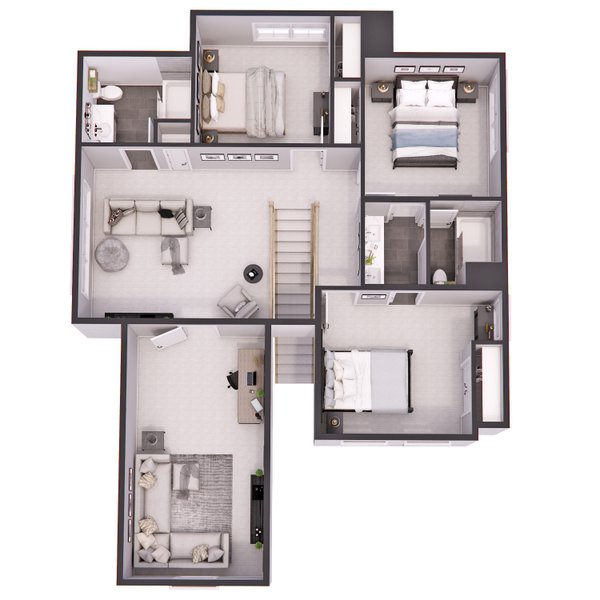 Farmhouse Floor Plan - Upper Floor Plan #51-1274