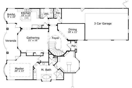 Floor Plan - Main Floor for European House Plan #411-885 - 4 bed, 3.5 bath