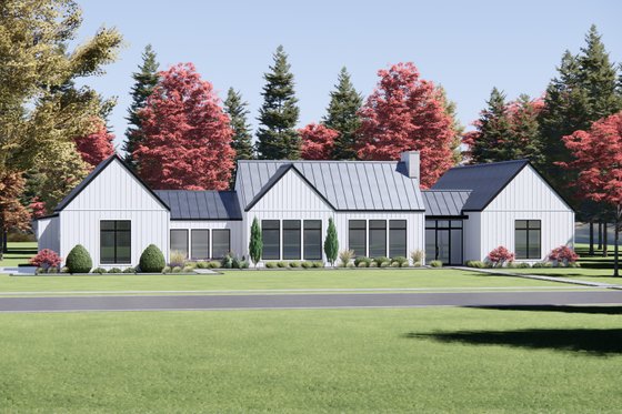 Exterior - Front Elevation 3 for Modern House Plan #1096-56 - 4 bed, 3.5 bath