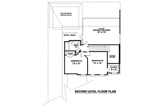 Floor Plan - Upper Floor for Colonial House Plan #81-1459 - 3 bed, 2.5 bath