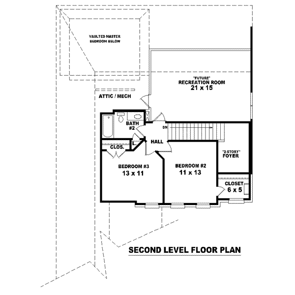 Floor Plan - Upper Floor for Colonial House Plan #81-1459 - 3 bed, 2.5 bath