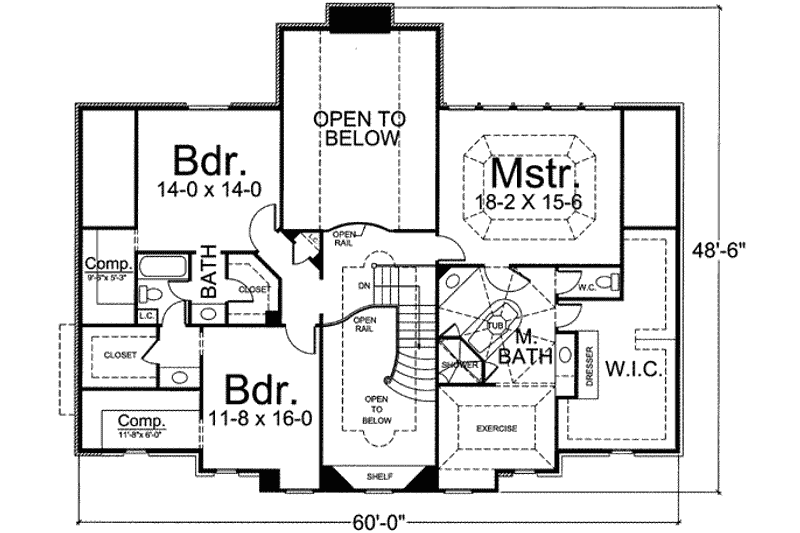 Home Plan - Floor Plan - Upper Floor for European House Plan #119-157 - 4 bed, 3.5 bath