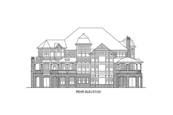 Exterior - Rear Elevation 1 for Colonial House Plan #132-571 - 5 bed, 6.5 bath