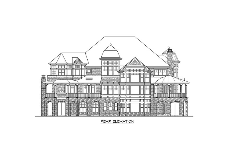 House Blueprint - Exterior - Rear Elevation 1 for Colonial House Plan #132-571 - 5 bed, 6.5 bath