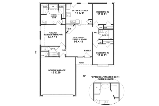 Floor Plan - Main Floor for European House Plan #81-149 - 3 bed, 2 bath