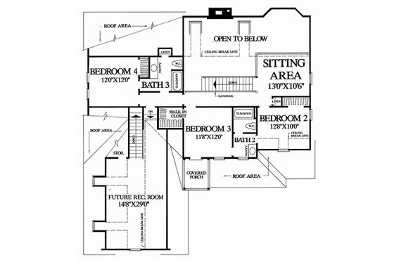 Floor Plan - Upper Floor for Victorian House Plan #137-164 - 4 bed, 3.5 bath