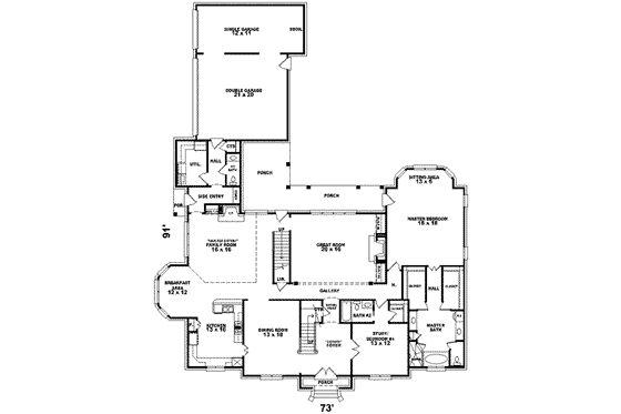 Floor Plan - Main Floor for European House Plan #81-643 - 4 bed, 4 bath