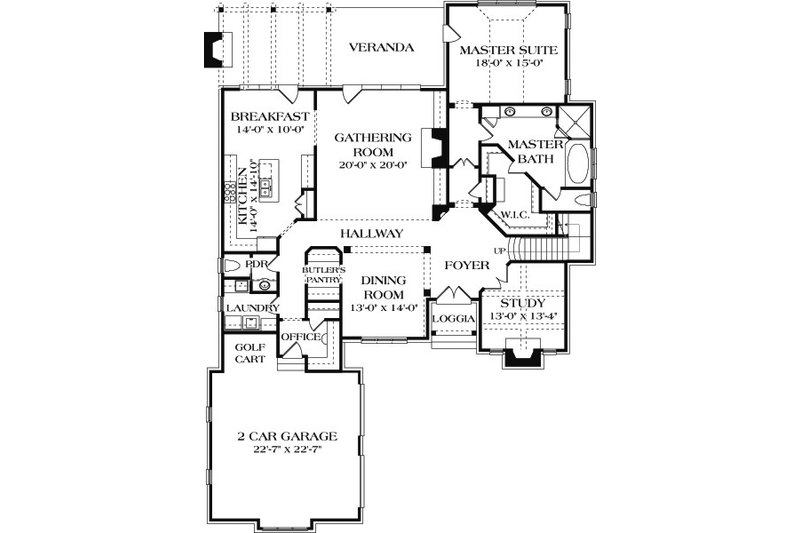 Architectural House Design - Floor Plan - Main Floor for European House Plan #453-18 - 4 bed, 4.5 bath