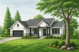 Exterior - Front Elevation 4 for Traditional House Plan #20-619 - 3 bed, 2 bath