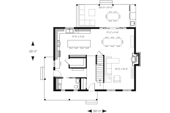 Floor Plan - Main Floor for Country House Plan #23-2669 - 3 bed, 1.5 bath