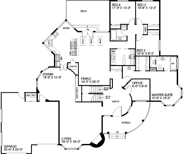 Dream House Plan - Ranch Floor Plan - Main Floor Plan #60-217
