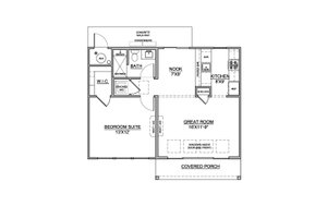 Floor Plan - Main Floor for Farmhouse House Plan #1073-42 - 1 bed, 1 bath