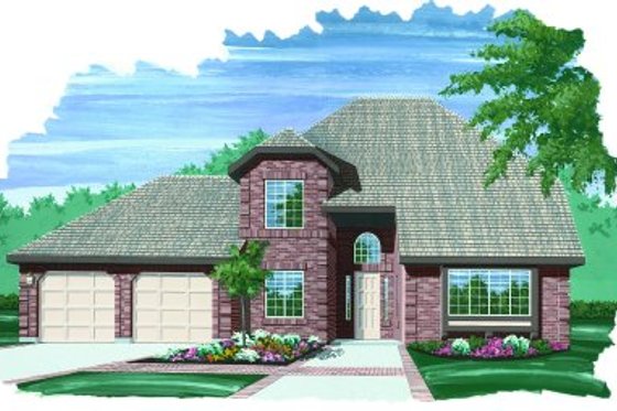 Exterior - Front Elevation for European House Plan #47-612 - 3 bed, 2.5 bath