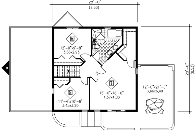 Home Plan - Floor Plan - Upper Floor for Contemporary House Plan #25-2166 - 3 bed, 1.5 bath