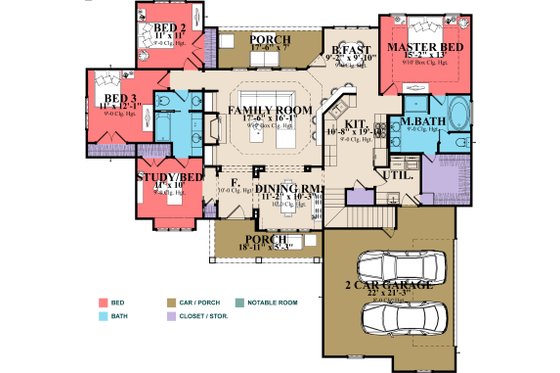 Floor Plan - Main Floor for Traditional House Plan #63-402 - 4 bed, 3 bath