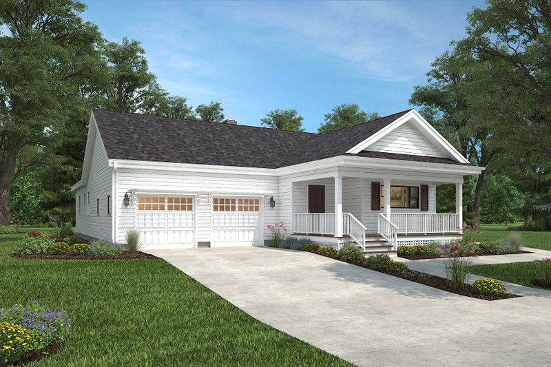 Architectural House Design - Exterior - Front Elevation 3 for Country House Plan #497-42 - 3 bed, 2 bath