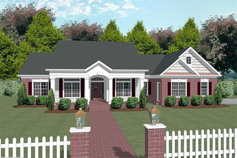 Architectural House Design - Southern Exterior - Front Elevation Plan #56-170