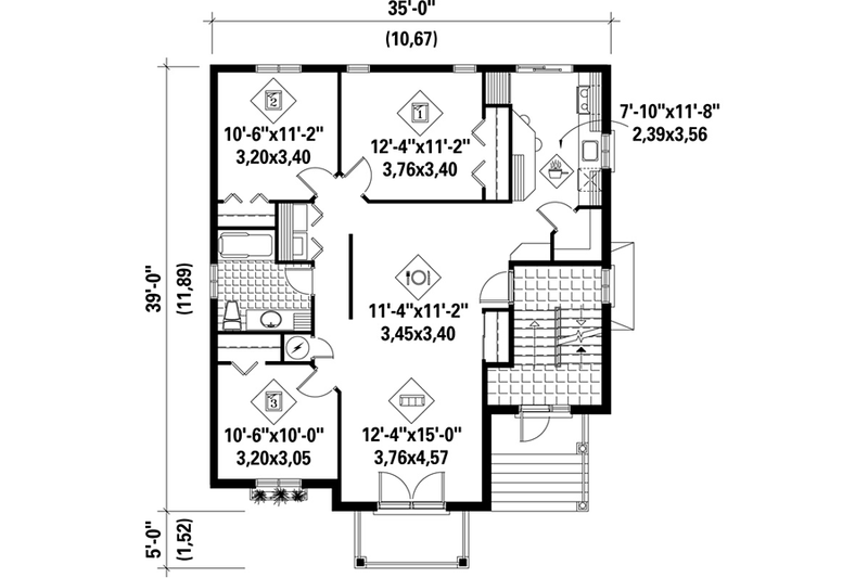 House Plan Design - Floor Plan - Main Floor for Traditional House Plan #25-4187 - 3 bed, 1 bath