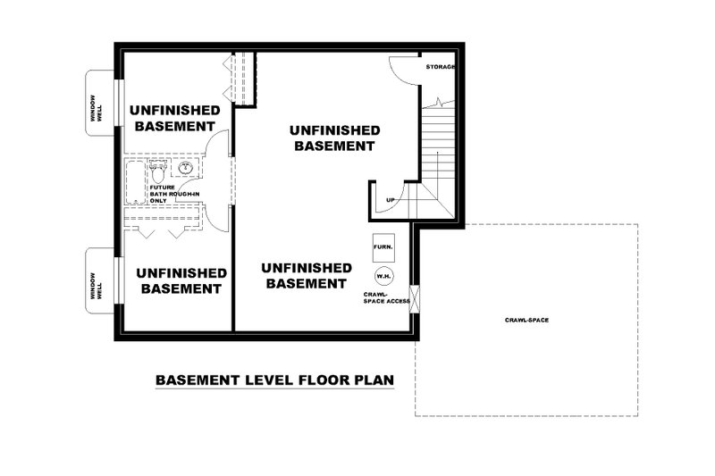 House Design - Floor Plan - Lower Floor for Bungalow House Plan #117-1079 - 3 bed, 2 bath