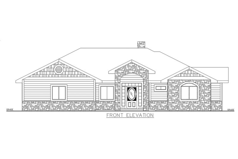 Home Plan - Exterior - Front Elevation 3 for Ranch House Plan #117-876 - 2 bed, 2.5 bath