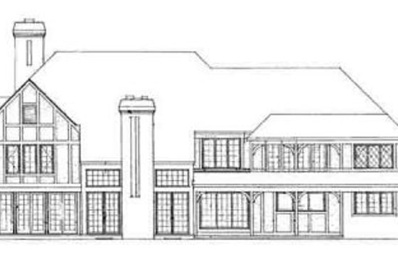 Exterior - Rear Elevation for Tudor House Plan #72-219 - 4 bed, 5.5 bath