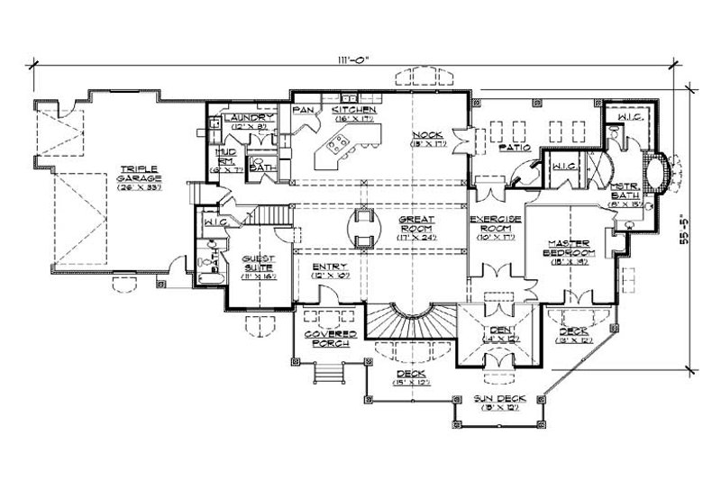 Dream House Plan - Floor Plan - Main Floor for Bungalow House Plan #5-414 - 5 bed, 5.5 bath