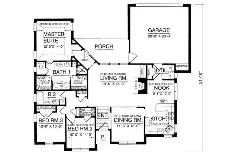 Architectural House Design - Floor Plan - Main Floor for European House Plan #40-114 - 3 bed, 2 bath