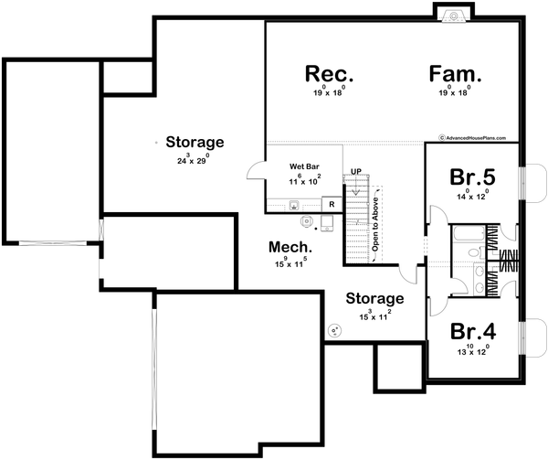 Architectural House Design - Floor Plan - Lower Floor for Cottage House Plan #455-815 - 3 bed, 2.5 bath