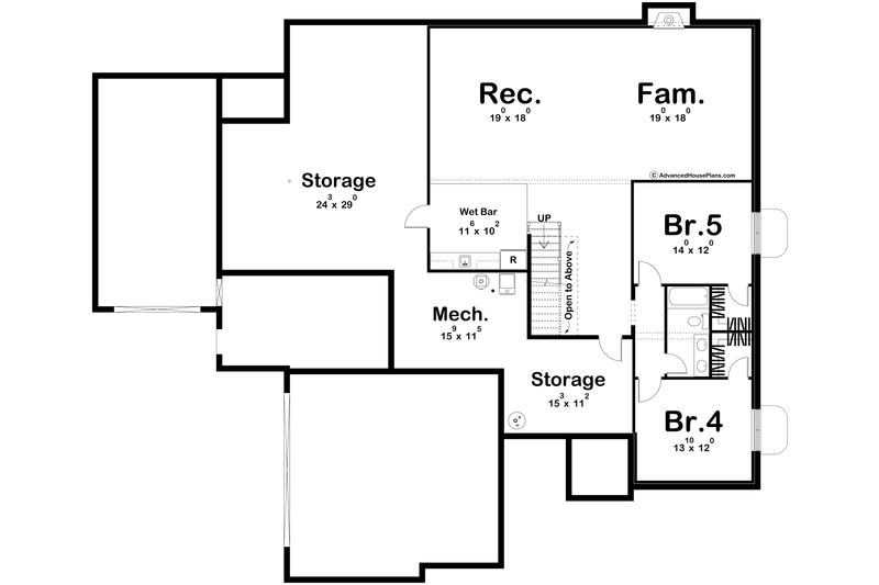 Architectural House Design - Floor Plan - Lower Floor for Cottage House Plan #455-815 - 3 bed, 2.5 bath