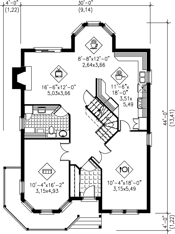 Victorian Floor Plan - Main Floor Plan #25-2037