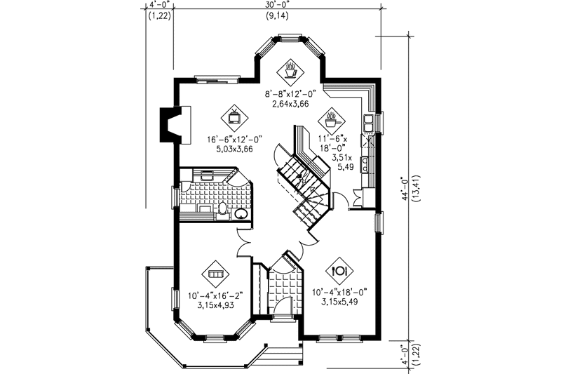 Dream House Plan - Floor Plan - Main Floor for Victorian House Plan #25-2037 - 4 bed, 2.5 bath