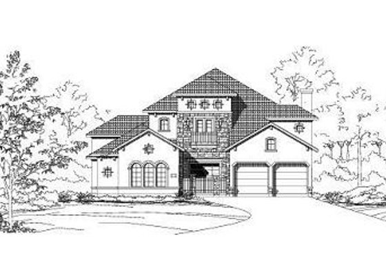 Exterior - Front Elevation for European House Plan #411-620 - 4 bed, 3.5 bath