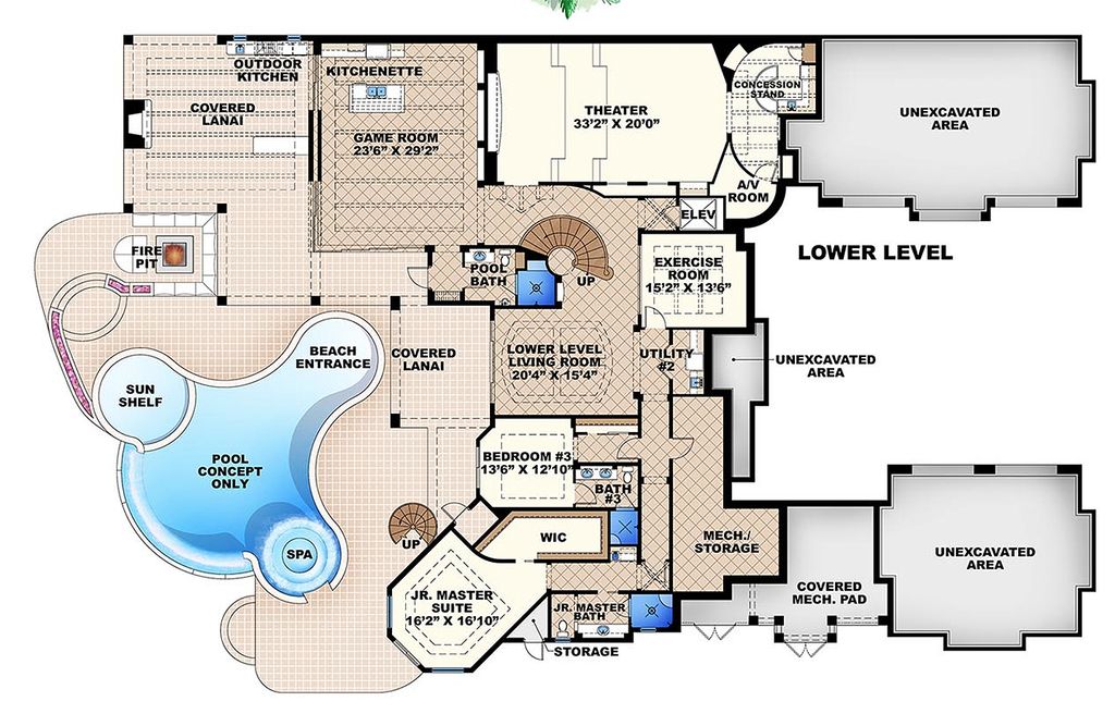 Mediterranean Style House  Plan  6 Beds 7 5 Baths 11672 Sq  Mediterranean Style House  Plan  6 Beds 7 5 Baths 11672 Sq