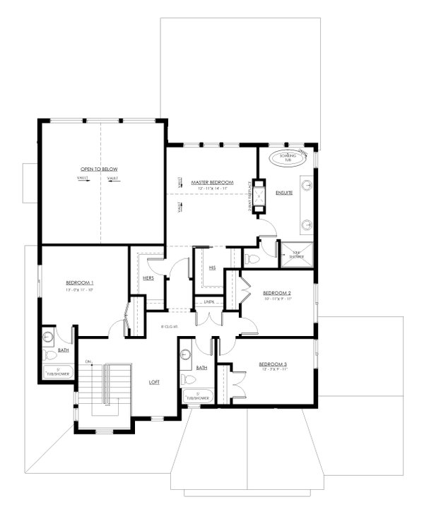 Architectural House Design - Farmhouse Floor Plan - Upper Floor Plan #1114-68