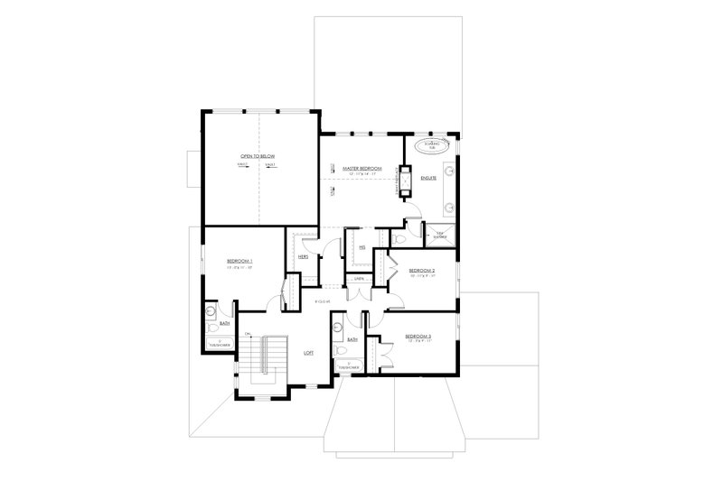 House Blueprint - Floor Plan - Upper Floor for Farmhouse House Plan #1114-68 - 4 bed, 3.5 bath