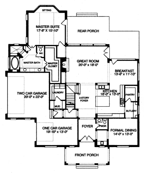 House Blueprint - Colonial Floor Plan - Main Floor Plan #413-825