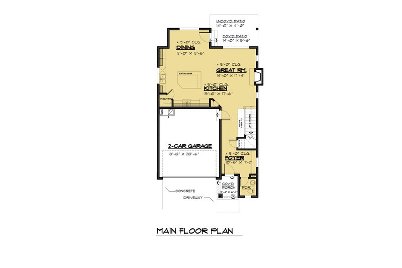 Architectural House Design - Floor Plan - Main Floor for Contemporary House Plan #1066-88 - 4 bed, 2.5 bath