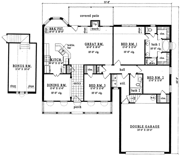 Southern Floor Plan - Main Floor Plan #42-244