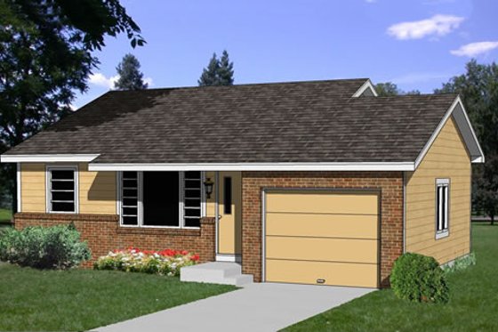 Exterior - Front Elevation for Ranch House Plan #116-207 - 2 bed, 1 bath