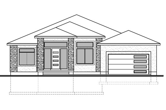 Exterior - Front Elevation 3 for Contemporary House Plan #1073-37 - 3 bed, 2 bath
