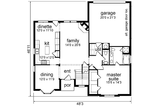 Floor Plan - Main Floor for European House Plan #84-236 - 5 bed, 3.5 bath