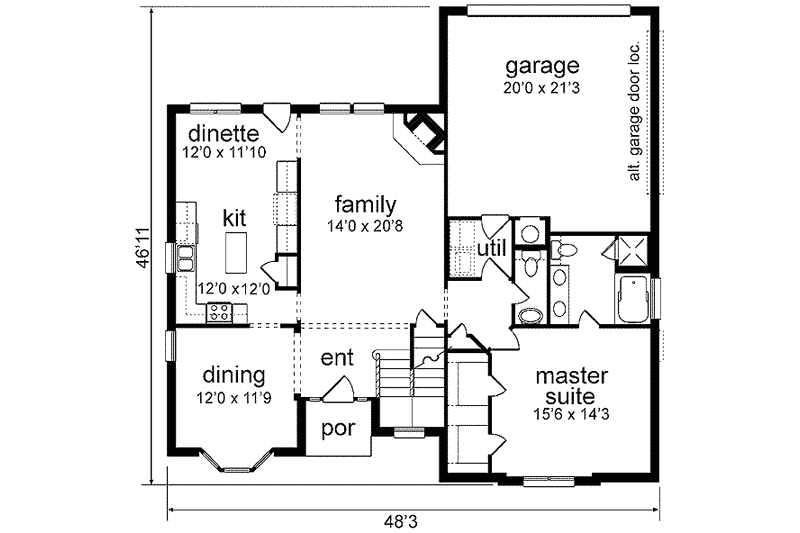 Home Plan - Floor Plan - Main Floor for European House Plan #84-236 - 5 bed, 3.5 bath