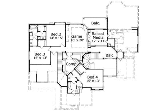 Floor Plan - Upper Floor for Traditional House Plan #411-170 - 4 bed, 3.5 bath