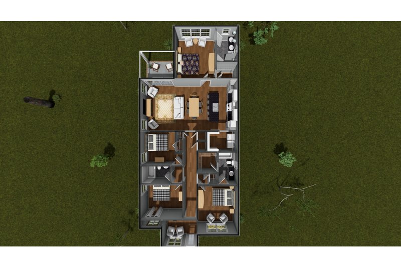 House Blueprint - Floor Plan - Main Floor 1 for Cottage House Plan #513-2448 - 4 bed, 3 bath