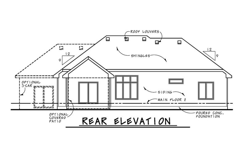 Dream House Plan - Exterior - Rear Elevation for European House Plan #20-2072 - 3 bed, 2 bath