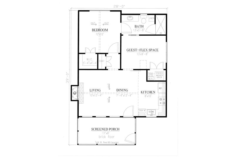 Architectural House Design - Floor Plan - Main Floor for Country House Plan #437-98 - 2 bed, 1 bath