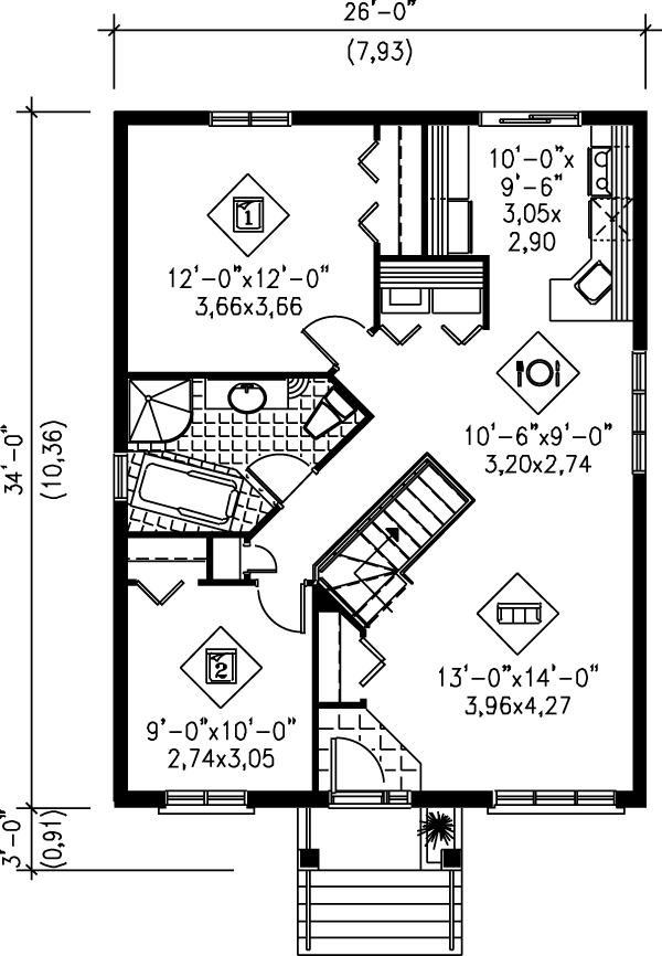 House Blueprint - Cottage Floor Plan - Main Floor Plan #25-119