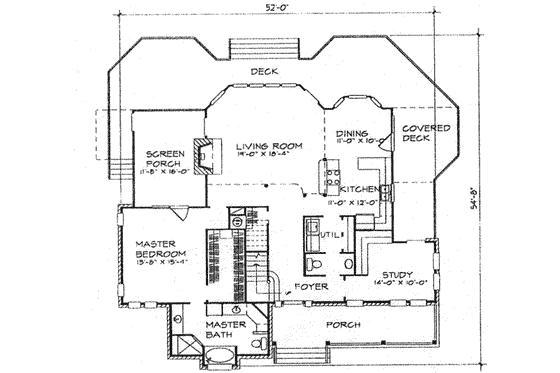 Floor Plan - Main Floor for Farmhouse House Plan #140-120 - 3 bed, 2.5 bath
